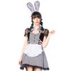 Clearstone Coquettish Girly Cosplay Halloween Houndstooth Maid Dress for Women, Black