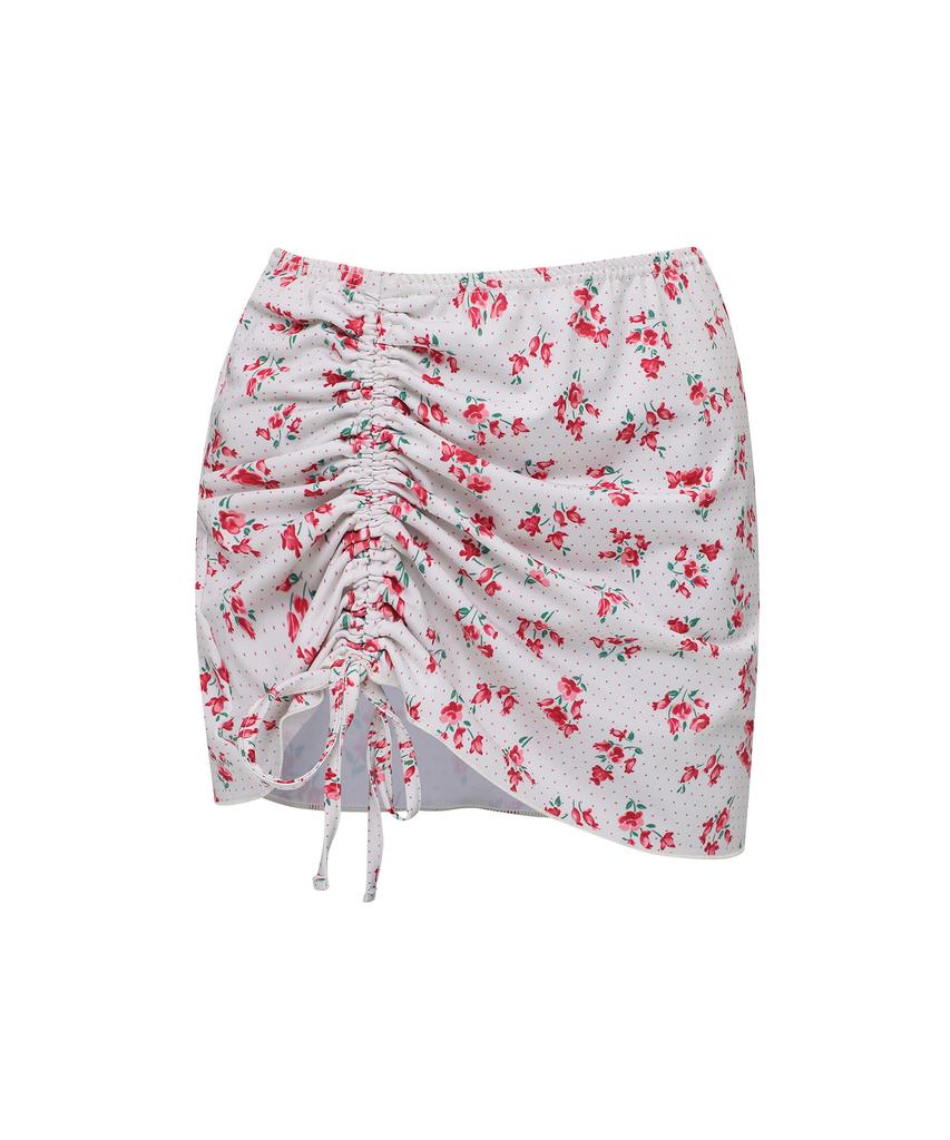 Lupeulupeu Shirred Cover-Up Skirt [Rosy Dot_Red]
