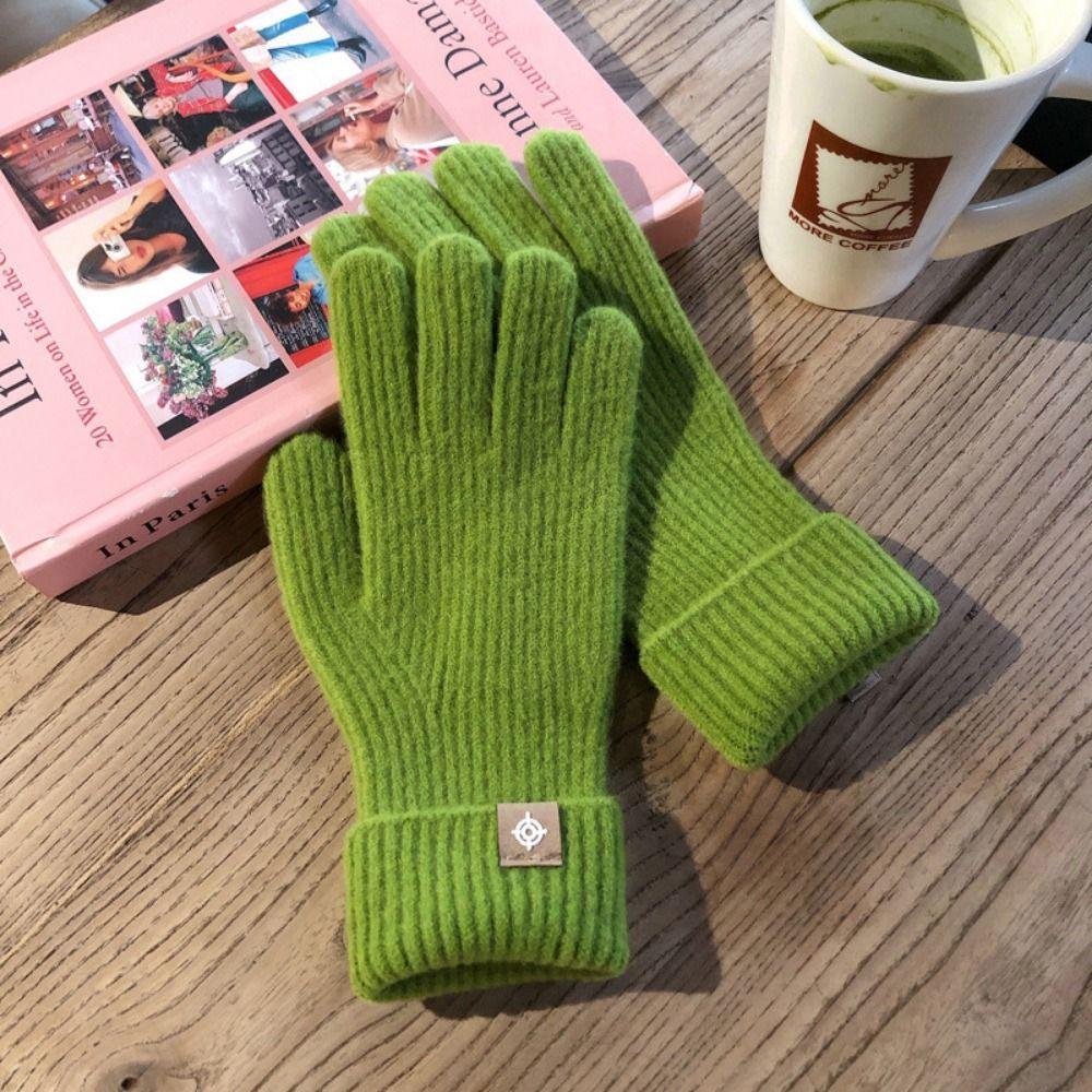 1 pair Wool Knitting Knitting Gloves Five Finger Cycling Driving Gloves Full Finger Mittens  Winter