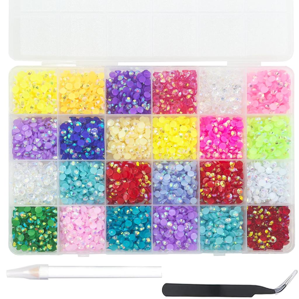 6000 Nail Stones Rhinestones BetterJonny 24 Colors Nail Stones Glass Nail Deco Parts Craft Parts DIY Nail Parts Decorate Your Nails (5mm)