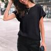 Women's 2025 Short Sleeve Crew Neck T Shirt Casual Loose Ribbed Knit Pullover Sweater Tops Summer Spring Outfits Gifts