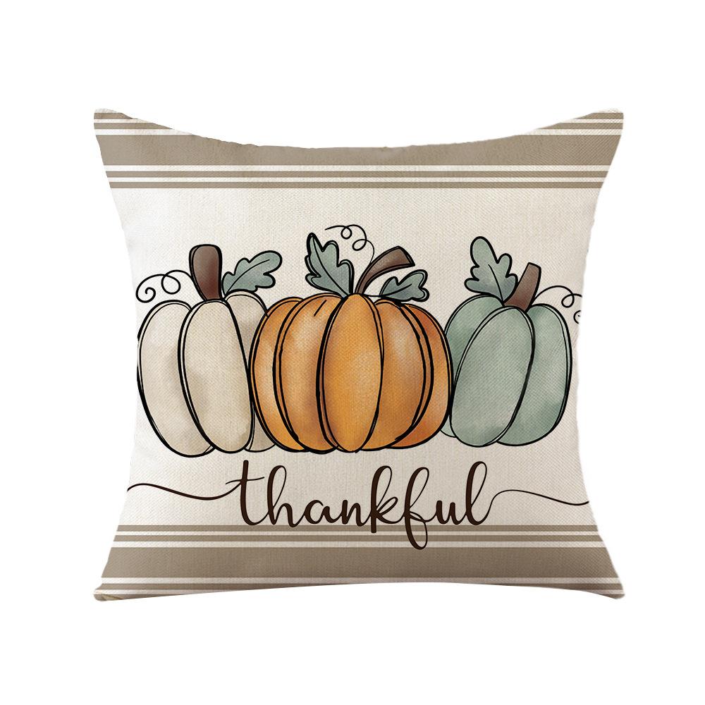 Autumn Thanksgiving Pillow Cover Pumpkin Sunflower Polyester Print Nordic Home Living Room Sofa Cushion Cover