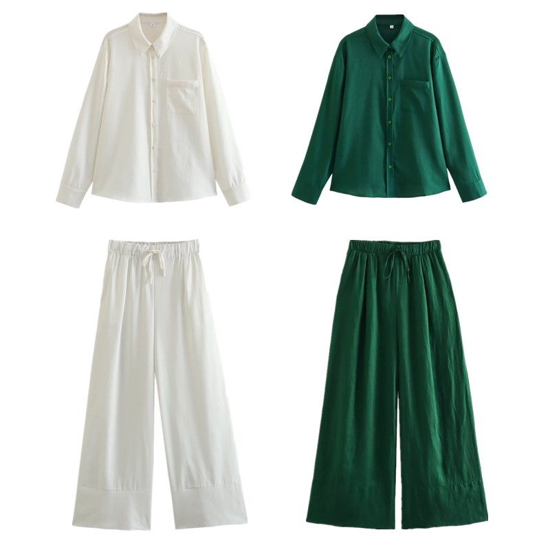Western Style New Fashion Trendy Women Clothes Pocket Decoration Lapel Long Sleeve Linen Shirts 4786049 501