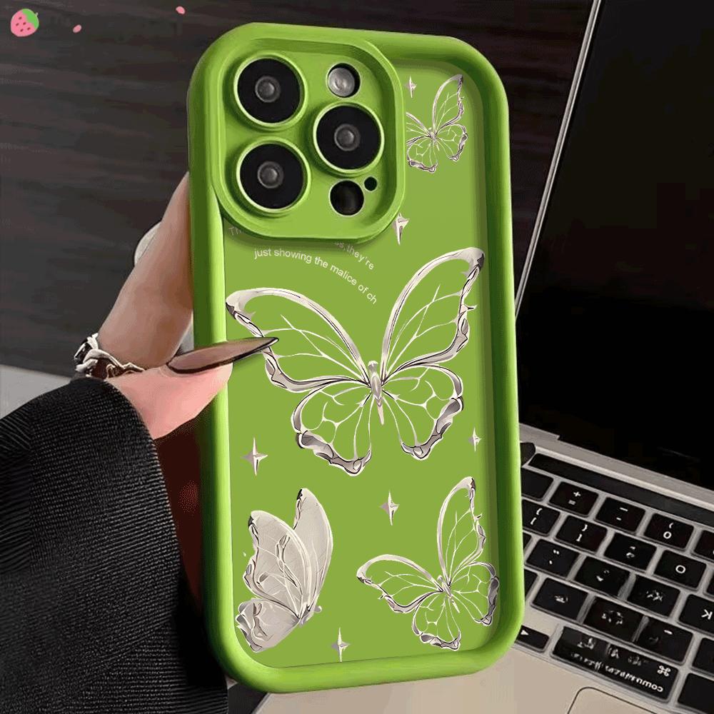 Gold Butterfly Silicone Phone Case For iPhone 16 15 14 Pro Max Cases iPhone 13 12 11 Pro Max Mini XS XR X 7 8 Plus SE 2020 Cover
