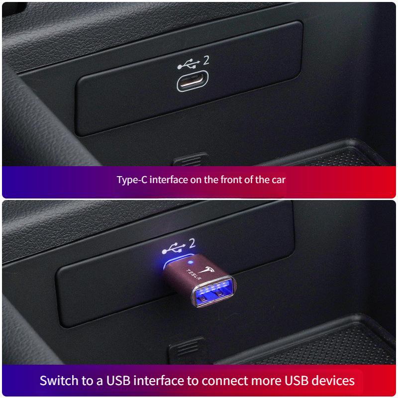 BFNWZ1 Tesla Automobile USB3.0 To Interface Fast Transmission Speed Multi-device Universal Car Accessories with Transmission Light
