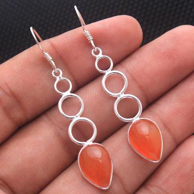 Carnelian Silver Earring, 925 Sterling Silver Handmade Jewelry, Dangle Earring, Women Jewelry