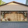 CSFOTO 7x16ft Floral Wood Wall Garage Door Decoration Banner Vintage Brown Country Theme Garage Decoration Mural Outdoor Indoor Bridal Shower