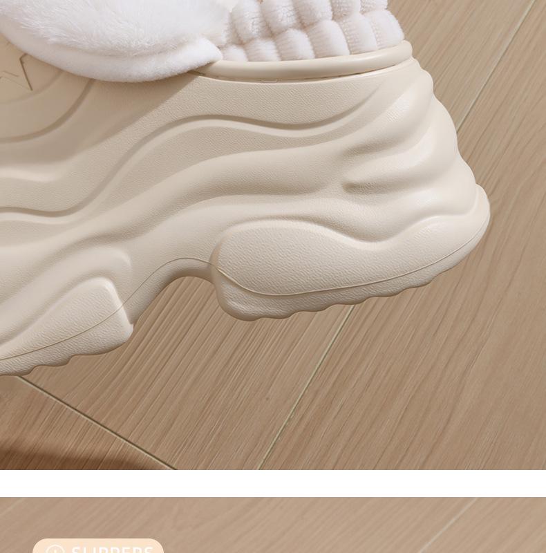 Women's EVA Waterproof Thick-Soled Plush Cotton Slippers, Non-Slip High-Heel, Warm Indoor Shoes for Autumn & Winter