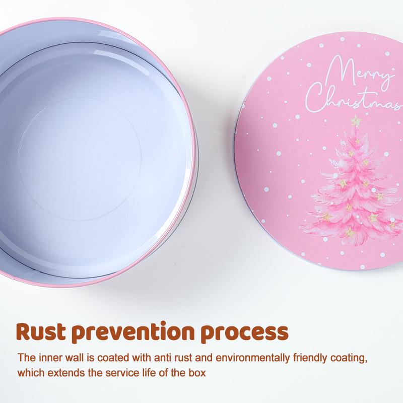 Round Christmas Gift Candy Box Cute Santa Claus Cookie Storage Containers Tinplate Metal Can For Holiday Xmas Happy New Year