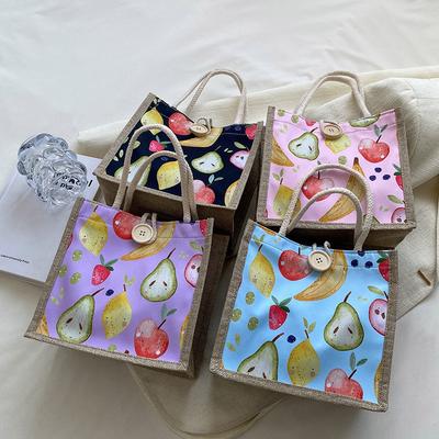 Cartoon Cute Student Hand-held Lunch Box Bento Bag Women's New Style Burlap Bag Wholesale Hand-held Gift Bag