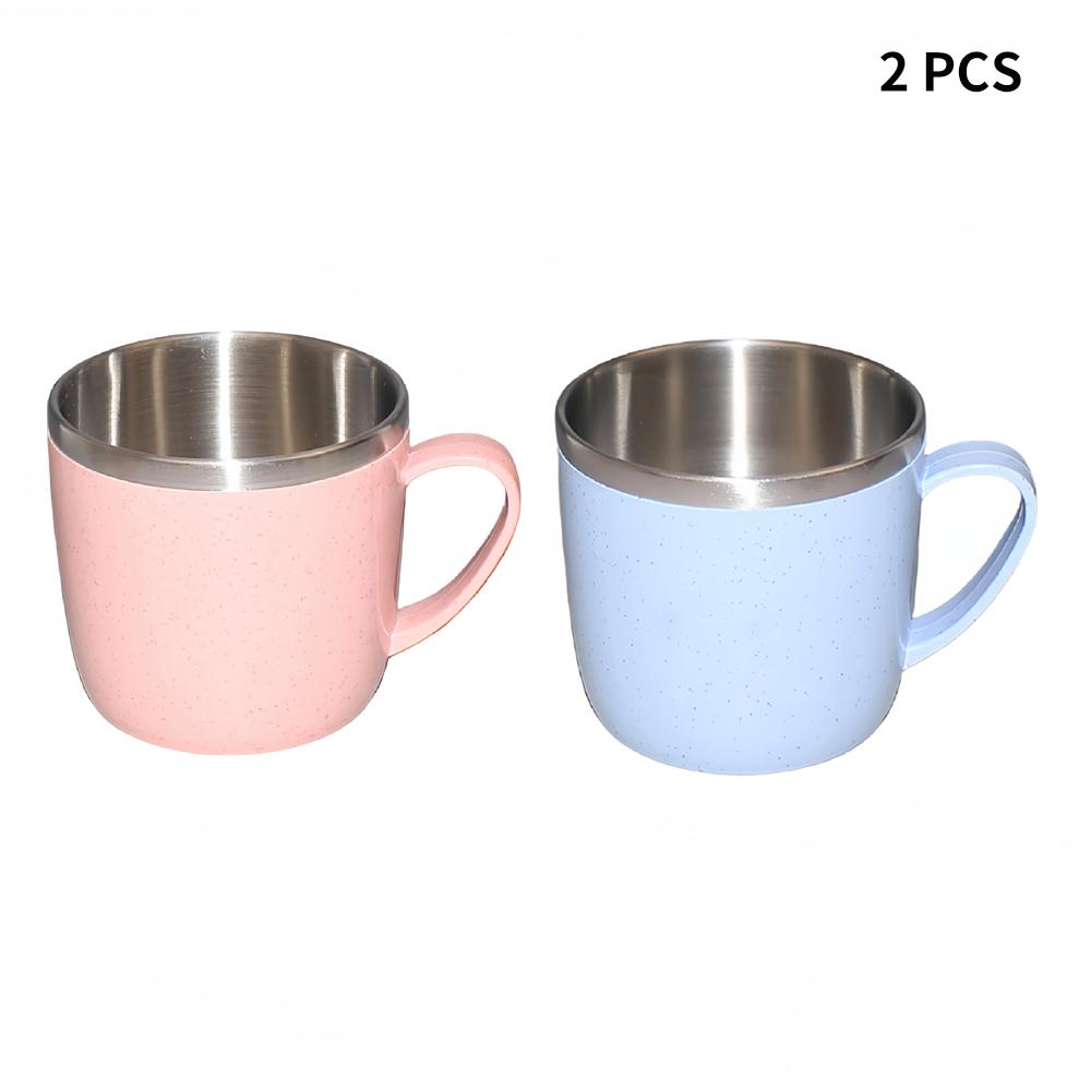 Tazze in Acciaio Inossidabile a Doppio Strato Antiscottatura Manico in Plastica Tazza per Caffè Latte Tè Bevande Acqua per Casa Ufficio Bicchiere