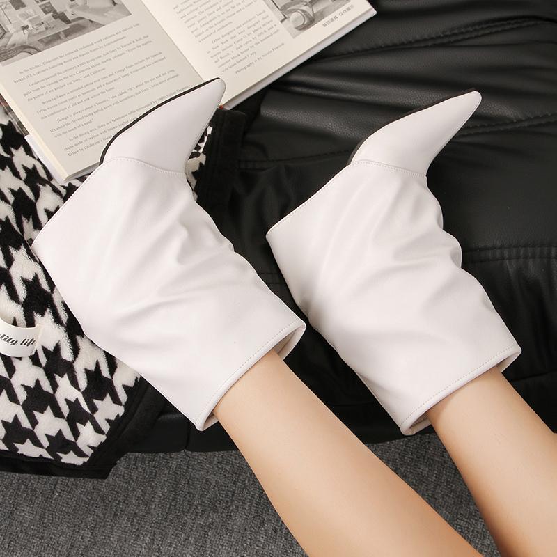 Jesień Nowe Kozaki z Rękawem na Wysokim Obcasie Moda Szpiczasty Nosek Antypoślizgowe Odporne na Zużycie Szpilka Kozaki do Spodni z Krótką Nogawką