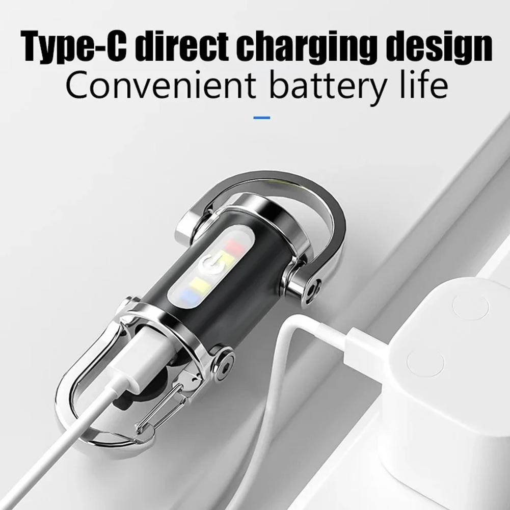 5-1PCS Rechargeable Keychain Flashlights Torch Emergency Keychain Light Hanging Portable Flashlight Waterproof Camping Lamp