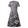 Women's Summer Casual Fashion Print Pocket Short Sleeve V-Neck Swing Dress