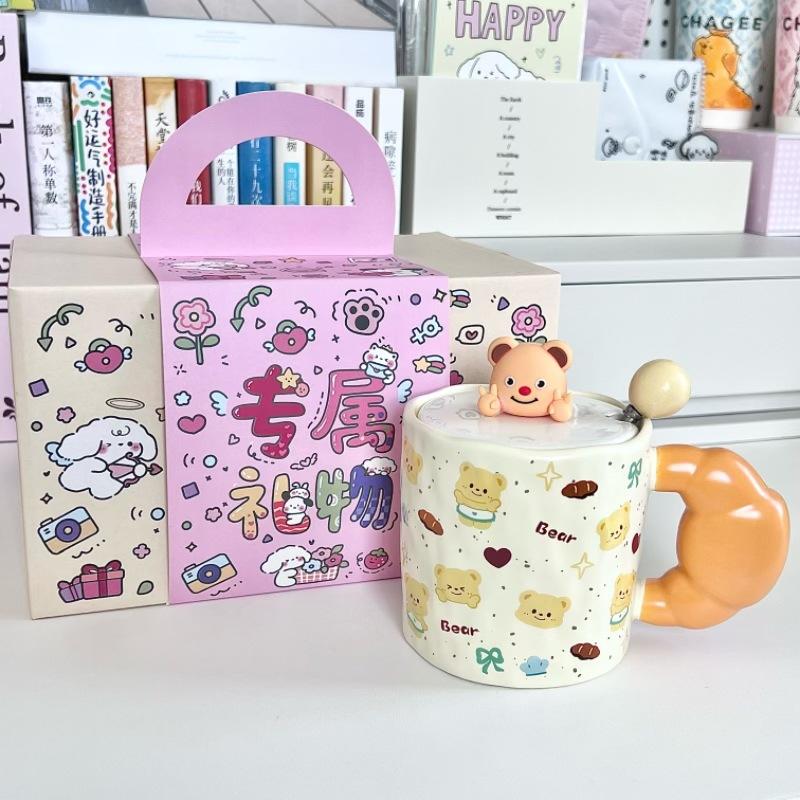 Cute Bier Butter Bear Ceramic Mug Girls High-value Drinking Cup Couple Birthday Gift Souvenir