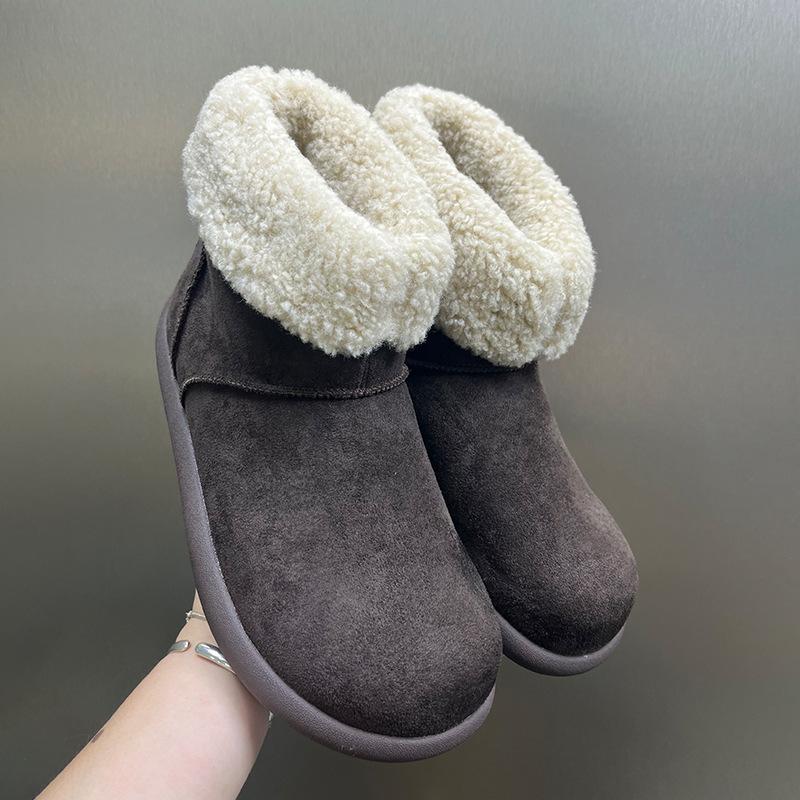 

Cute round head flat bottom velvet warm snow boots winter couple cold boots 22715-11715-X 46 коричневый