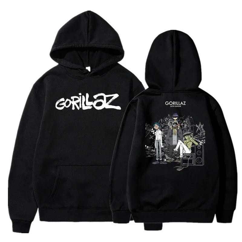 Herbst und Winter Pullover Langarm Locker Weich Sweatshirt Streetwear Mantel Gorillaz Druck Damen und Herren Hoode