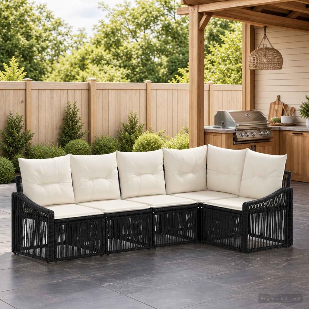 Garden Sofa Set 5 pcs. Black Poly Rattan