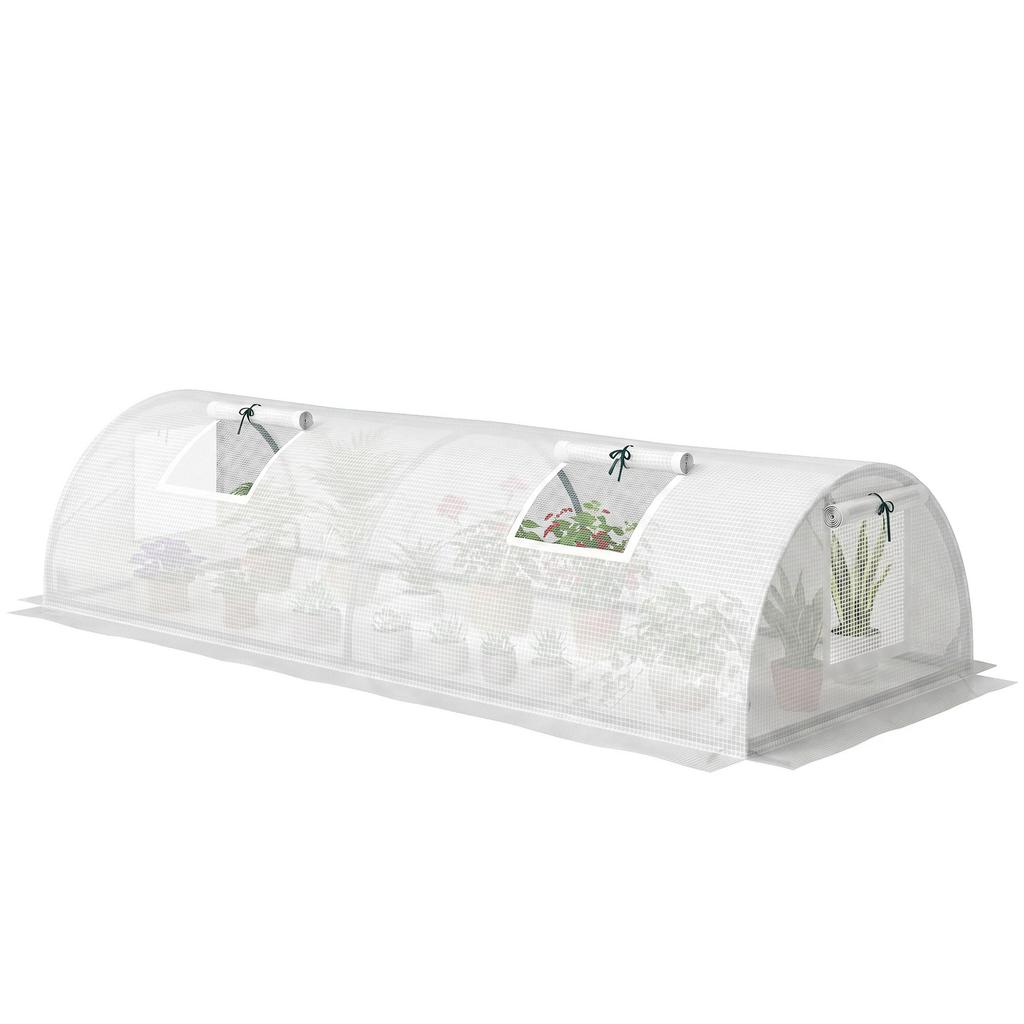 Foil Greenhouse, Mini Tunnel Greenhouse with Mesh Window, UV-Resistant, Plastic Film, 200 x 80 x 45 cm, White
