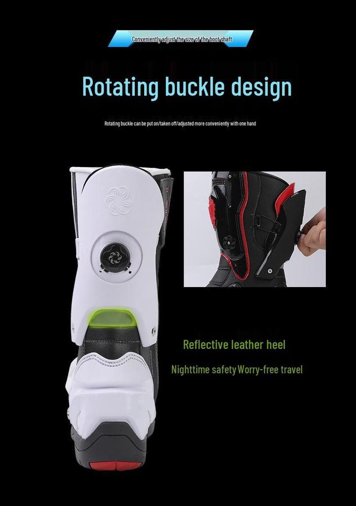 Unisex High-Top Off-Road Motorcycle Riding Boots with Rotary Buckle