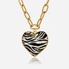 Vintage style 18K gold leopard print oil print love pendant necklace accessory accessories