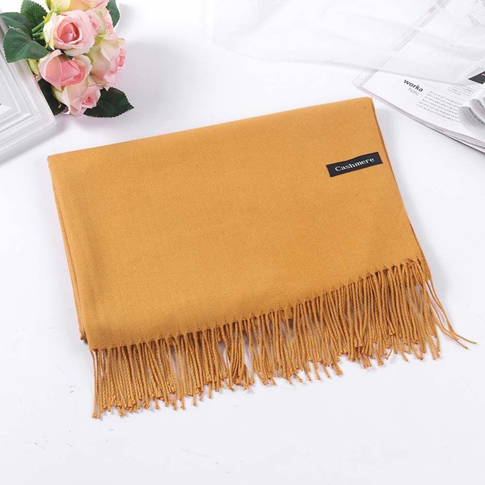 Tassel Scarf Wool Scarves Pure Color Shawl Luxury Winter Neck Scarves  Students