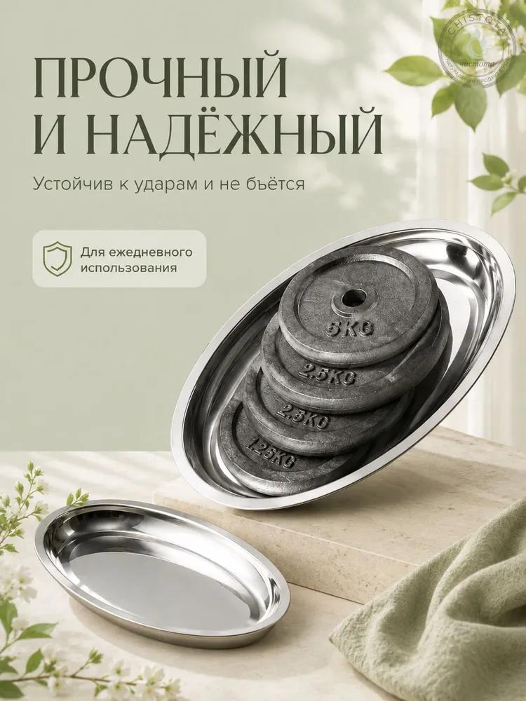 2pcs Stainless Steel Oval Serving Trays 39 2cm Length 24 8cm Width 3cm Height Durable Metal Plates for Kitchen Dining Tableware