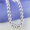 Colier Argintiu cu Lanț cu Bile de 8 mm, Handmade, Aliaj, Margele Golite, pentru Femei, Bărbați, Purtare Zilnică, Cadou, Întâlniri, Petreceri