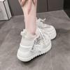 Fashion Women's Dad Shoes 8cm Height Increase Spring Summer New Style Lace Breathable Platform Thick Bottom Net Surface White Shoes