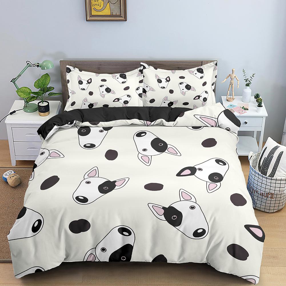 Cartoon Dog Duvet Cover King Queen Funny Pet Puppy Head Printed Bedding Set For Kids Teens Adults Animals Polyester Quilt Cover