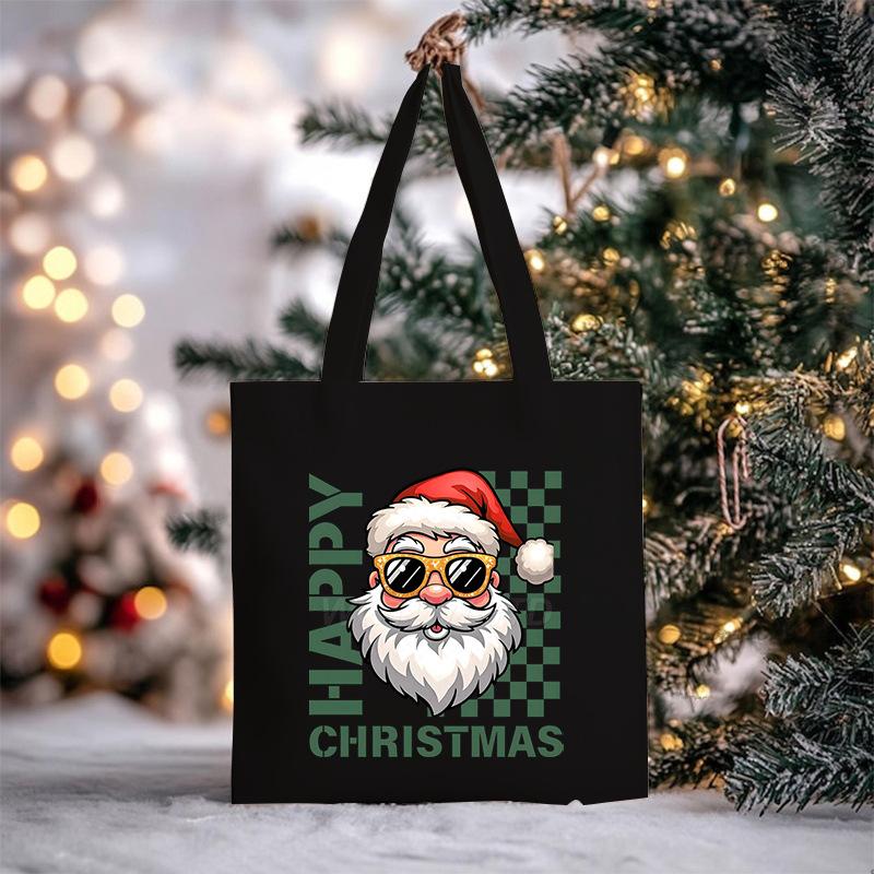 Christmas Christmas Printed Canvas Bag Large Capacity Casual Trend Student Shoulder Bag Tote Bag