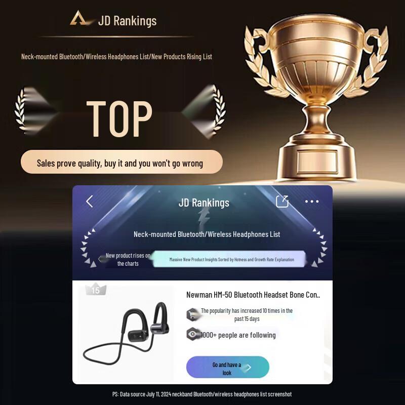 Newman HM-50 Neckband Bone Conduction Bluetooth Headphones