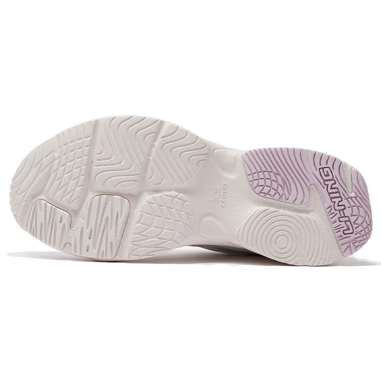 New LiNing Cushioning Slip Resistant Breathable Rebound Low Top Casual Running Shoes Women's White Pink ARLS008-4