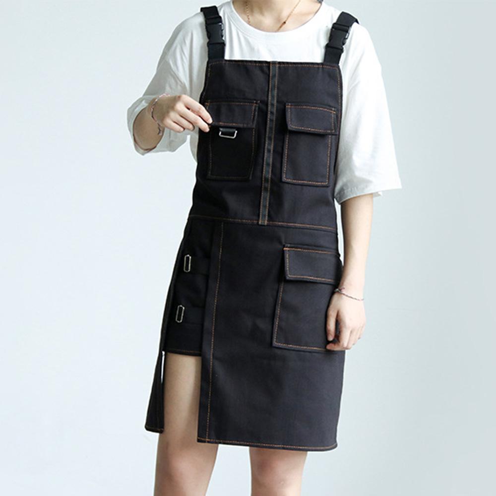 Fashion Apron Kitchen Restaurant Barber Bakery Cake Shop Canvas Overalls Flower Shop Black White Man Woman Multifunction Apron