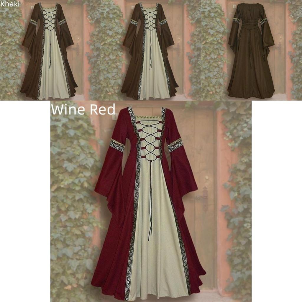 Vintage Gothic Renaissance Dress With Long Sleeves For Women's Cosplay Costume