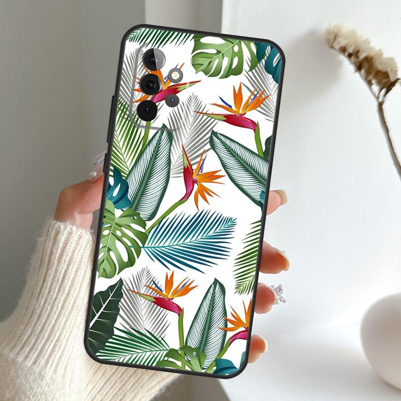 Retro Banana Leaf Plant Case For Samsung Galaxy A13 A33 A53 A06 A17 A56 A36 A26 A16 A15 A35 A55 A34 A54 A52 A12 A32
