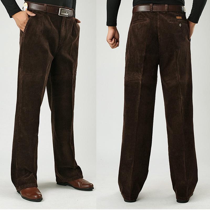 Men's Thick Corduroy Casual Pants Men's Corduroy High Waist Loose Thick Trousers