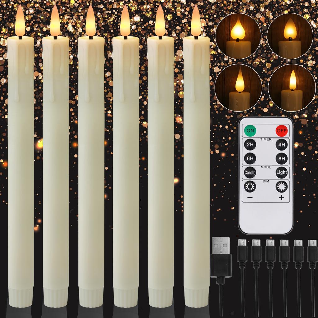 LED Taper Candles with 2/4styles Flameshape Remote Control Battery Operated Candlesticks Flickering Flameless Christmas Lighting