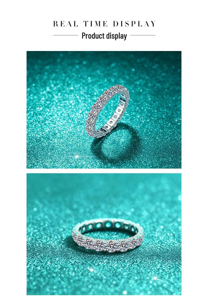 Moissanite Women's Pave-Set Wedding Ring: S925 Sterling Silver Cuban Design