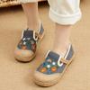2025 Spring Women's Ethnic Style Linen Embroidered Low-Top Flats