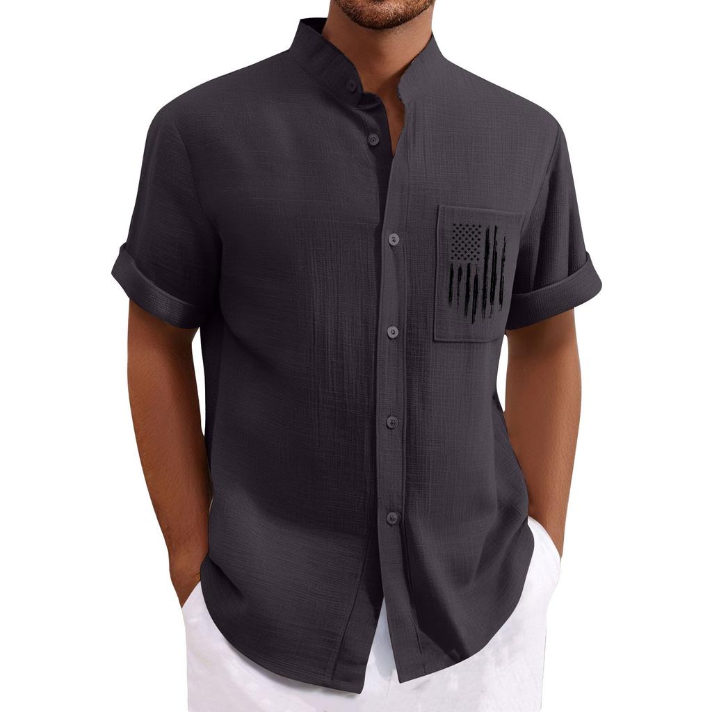 Men'S Casual Loose Short Sleeved Printed Shirt With Fashionable Top