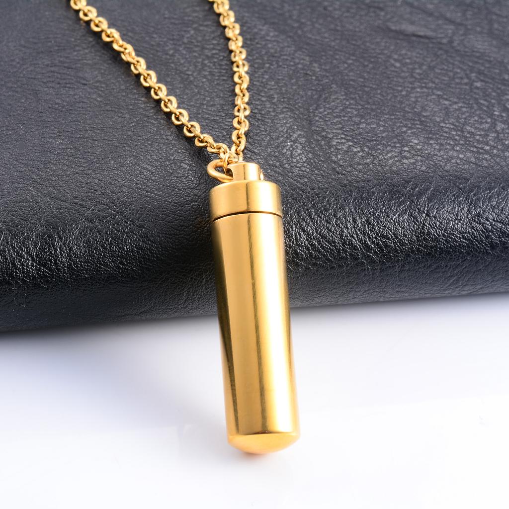 Keepsake Stainless Steel Cylinder Urn Pendant for Pet Ashes Necklace Chain Choker Charms Funeral Cremation Jewelry Accessories