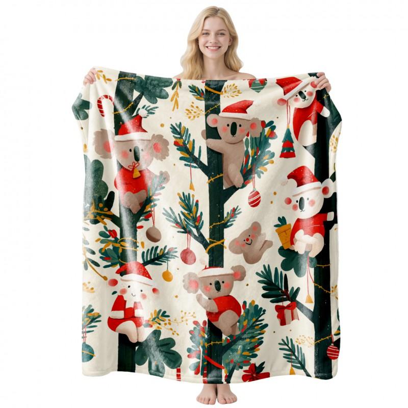 Christmas Themed Flannel Fleece Blanket Nap Throw Customizable Home Use