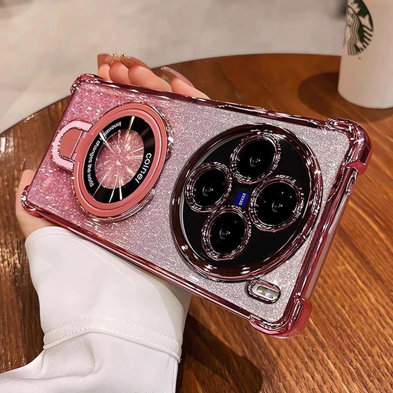 Honor 600 Lite/X8D/X9D/X7C Phone Case: Electroplated Glitter with 400SMART Magnetic Bracket
