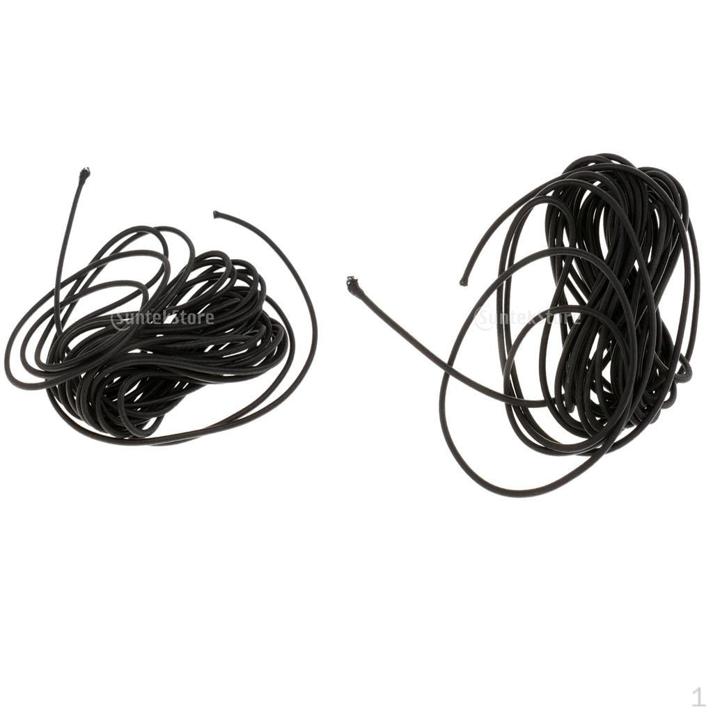 2pcs Black Elastic Rope Shock Cord Tie 5m Length 3mm Thickness