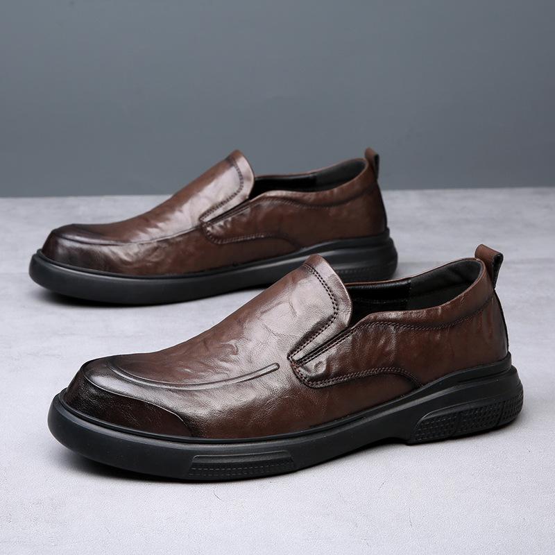 Men's leather shoes one-pedal men's shoes spring new soft-soled formal wear business breathable leather foot cover casual shoes men