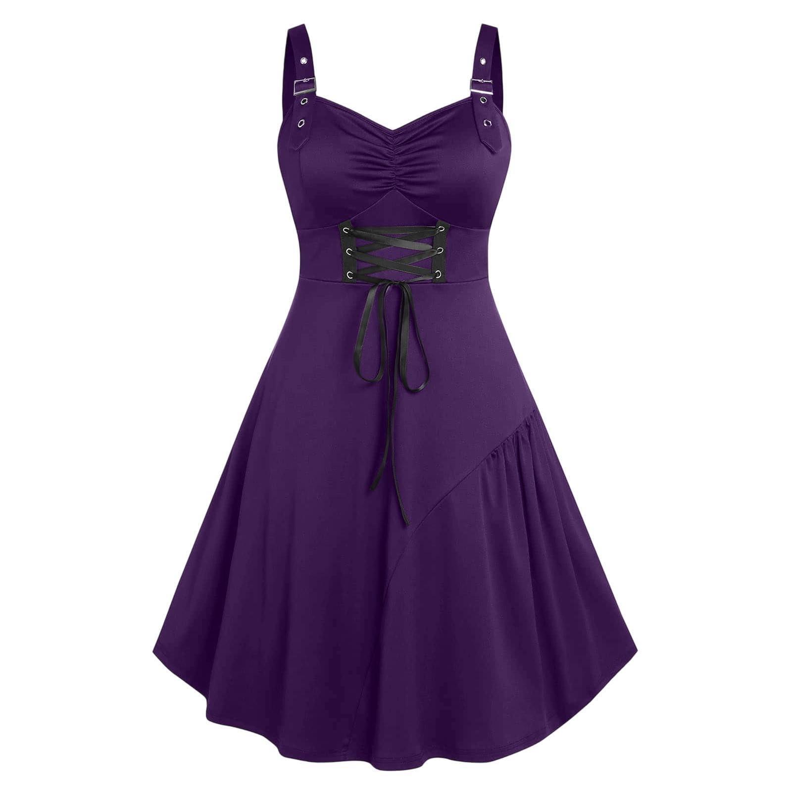 

Женское платье Платье Однотонное Приталенное Платье в готическом стиле XL фиолетовый