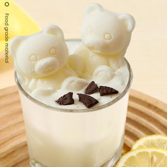 3Pcs Bear Shaped Ice Cube Trays Food-Grade Silicone Ice Mold for Whiskey Cocktails Coffee Juice Easy Release Creative Ice Cube Maker