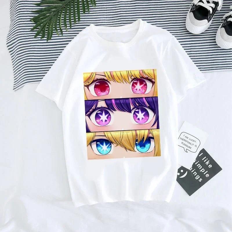 Women T-shirt Manga Anime Oshi No Ko Harajuku Ullzang T Shirt Summer Short Sleeves Casual and Fashionable Versatile