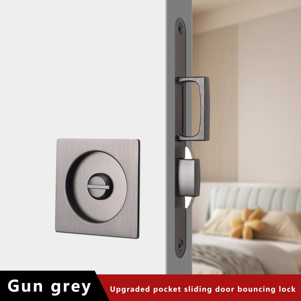 Square Pocket Door Lock Left and Right Sliding Door Lock Invisible Door Handle Bedroom Sliding Door Hook Lock Embedded Safety